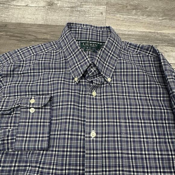 Ralph Lauren Graph Plaid Mens 17 32/33 Classic Fit Non Iron Button Down Shirt XL - Picture 1 of 9